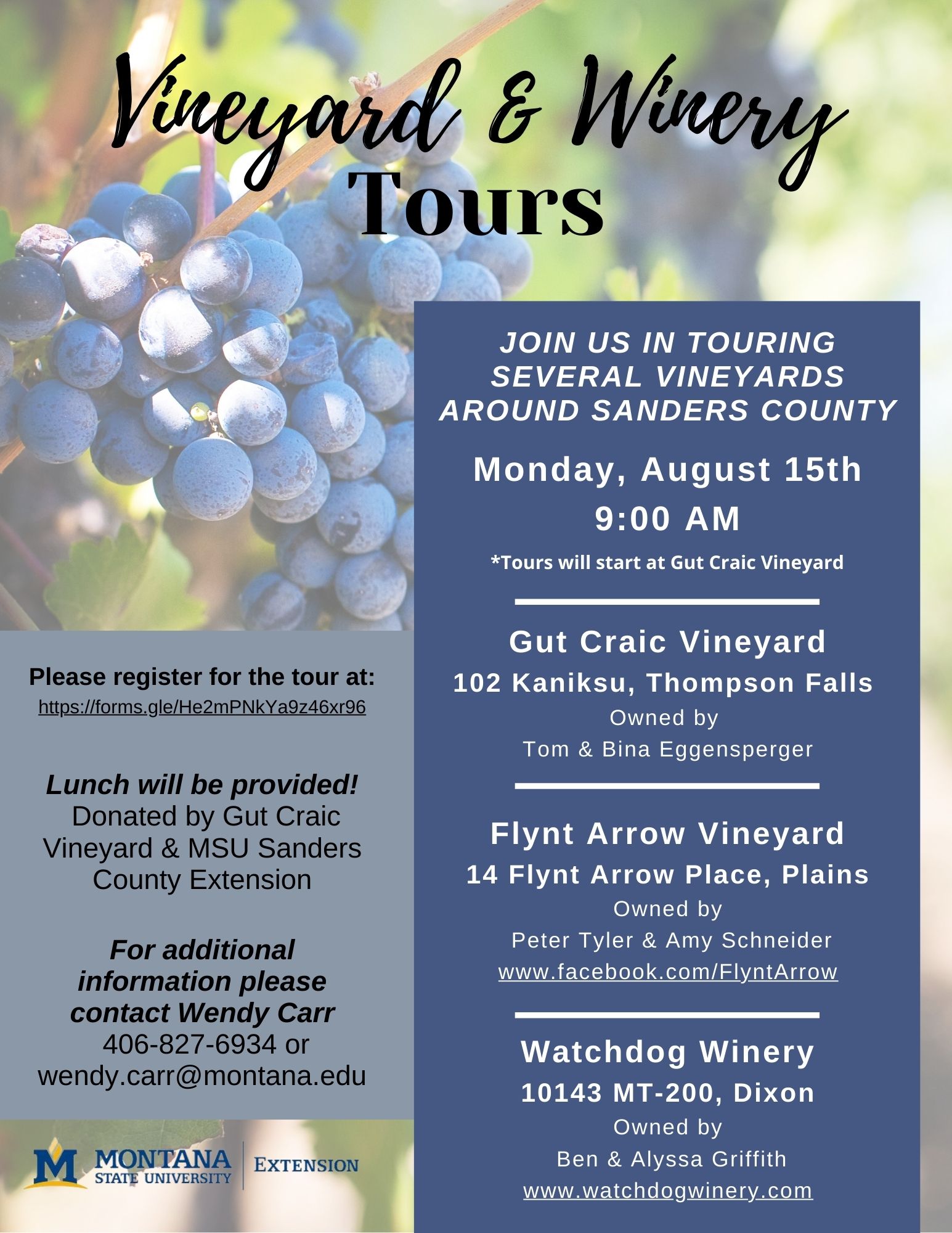 winery tour flyer